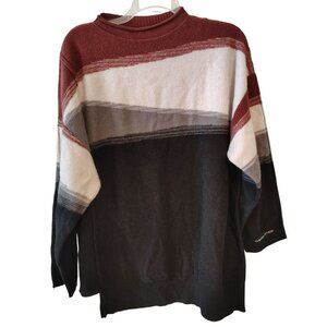 Nike XXL Yoga Therma Fit Adv Wool Sweater, Black Gray Maroon Abstract Stripe